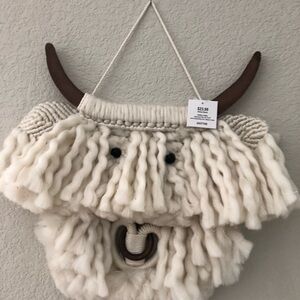 Cream Wool Wall Hanging with Horns